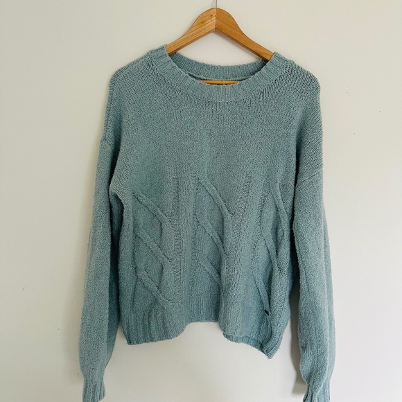 Hollister | Women’s Long Sleeve Sweater Light Blue Balloon Sleeve Soft - Picture 1 of 8